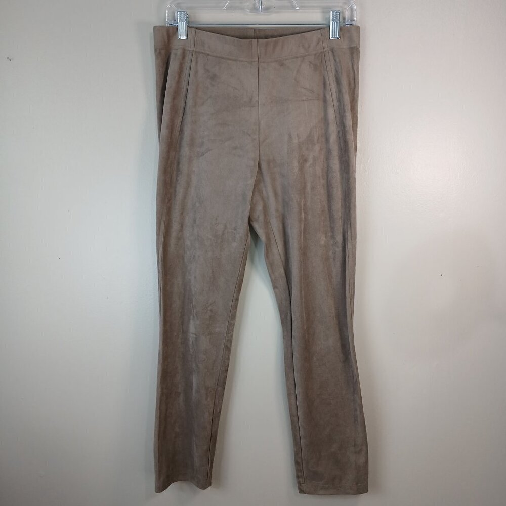 TRIBAL FLATTEN IT BRAND LEGGINGS, SOFT FAUX SUEDE, TAN, SIZE MEDIUM, WOMENS